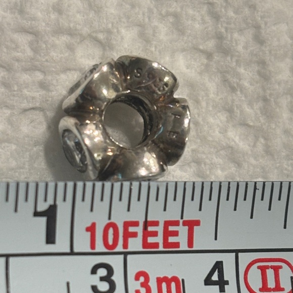 Pandora 925 Silver Charm With Clear Crystal Accents - Picture 3 of 5